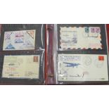 Stamps; sixty-four flight covers in album with first flights, Concorde, RAF covers, etc.
