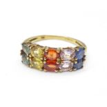 A 9ct gold, multi-coloured stone set ring, 2.5g, O