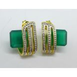 A pair of 925 silver Art Deco style earrings set with green onyx