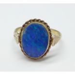 A 9ct gold and opal ring, 2.2g, O, opal a/f