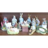 A collection of Beatrix Potter figures, seven Royal Albert, three Border Fine Arts and two others,