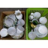 Wedgwood teaware, (6 cups, 7 saucers and 15 side plates) Bavarian teaware, a glass vase and two