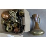 A box of brassware, copper and plated ware **PLEASE NOTE THIS LOT IS NOT ELIGIBLE FOR POSTING AND
