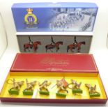 Two Britains sets, Royal Navy Landing Party and 4th Queens Own Hussars and an empty box