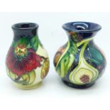 Two Moorcroft vases, Anna Lily and Queen's Choice