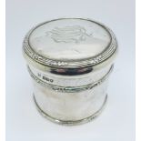 A silver jar with screw top, with monogram, total weight 208g