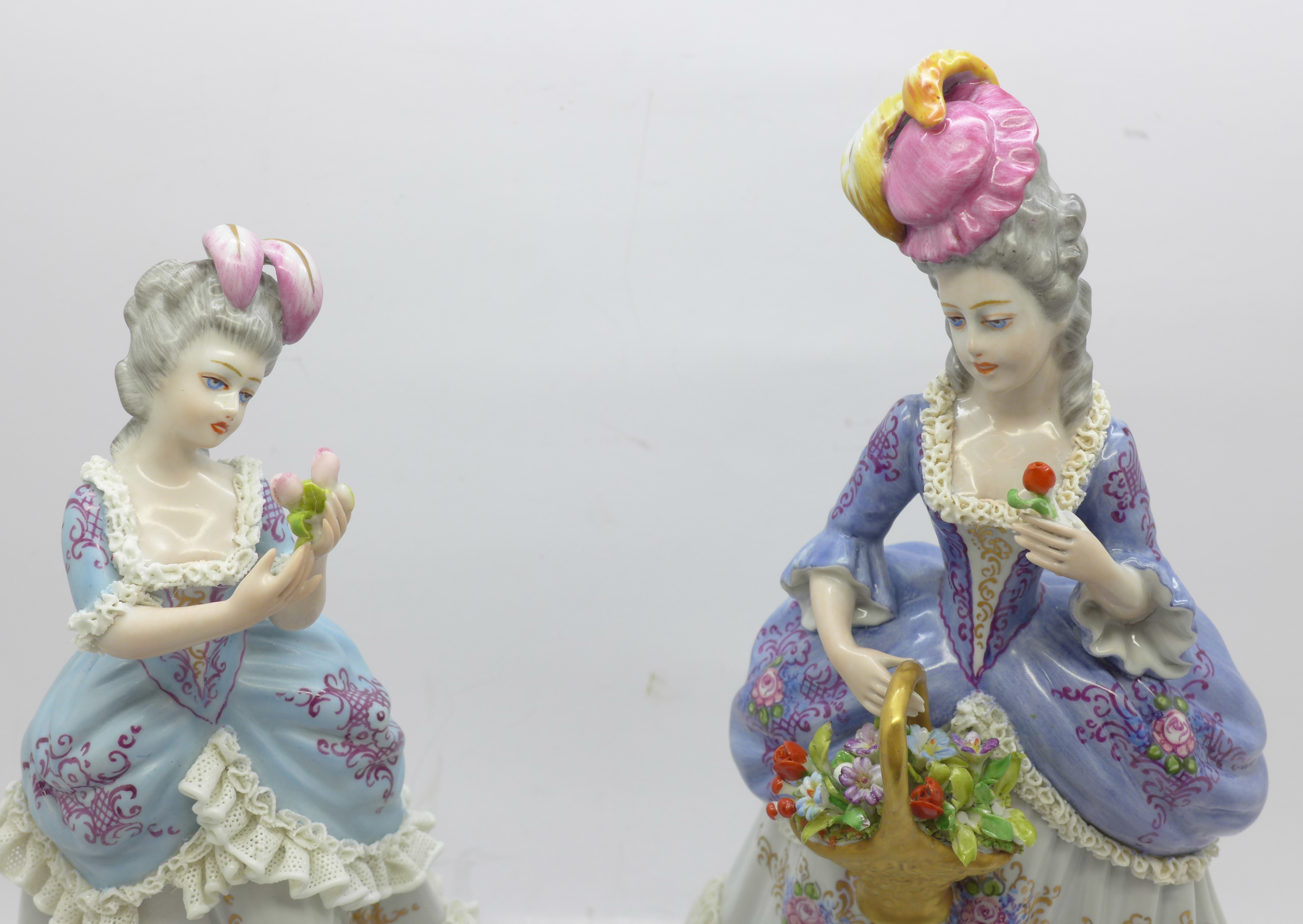 Two Capodimonte Neapolitan figures, some lace detailing a/f - Image 2 of 4