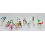 A collection of glass animal figures