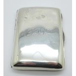 A silver cigarette case, 58g