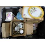 A box of mixed china, an onyx telephone and a retro teaset **PLEASE NOTE THIS LOT IS NOT ELIGIBLE