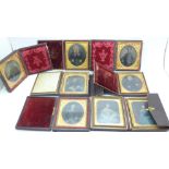 A collection of eight daggeurotypes, including one cased pair