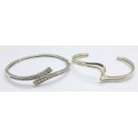 Two silver bangles, 30g