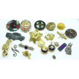 An agate brooch and other brooches, etc.