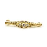 A 9ct gold and diamond brooch, 1.7g