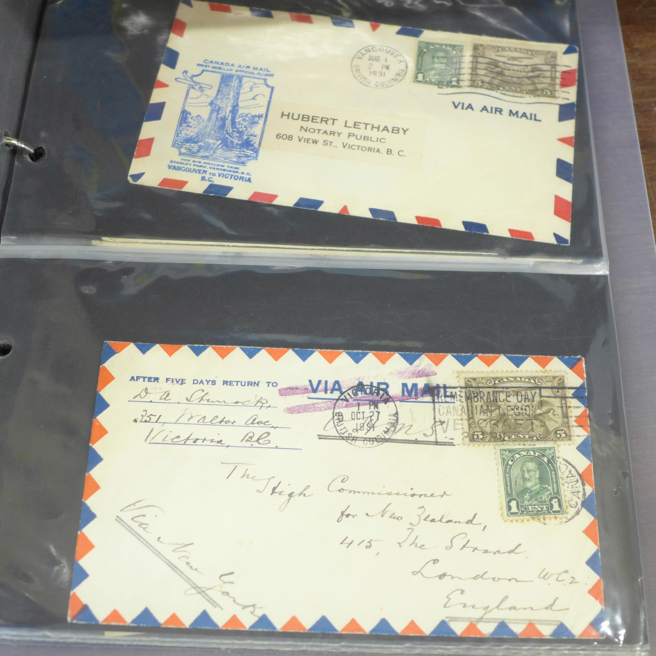 Stamps; Canada postal history from 'large heads' onwards, including several early first flights ( - Image 7 of 8