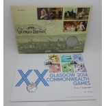 Two commemorative coins, 2014 Glasgow Commonwealth Games and Industry & Innovation in Victorian