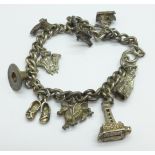 A silver charm bracelet, 32g