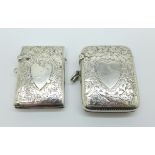 Two silver vesta cases including one Victorian