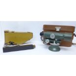 A Hilger & Watts theodolite and a F. Barker & Son Ltd. G.L.G. instrument, both cased