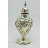 A silver pepperette, Sheffield 1902, Walker & Hall, 40g