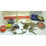 Pens, military buttons, compacts, etc.