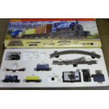 A Hornby OO gauge The Blue Highlander train set, boxed, one wagon missing