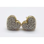 A pair of 9ct gold and diamond earrings, 4.3g