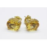 A pair of 9ct gold and citrine earrings, 2.3g