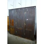 A Victorian pine nine door locker