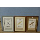 A set of three Rolls Royce biplane prints