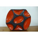 A West German Roth Keramik red and black glazed lava vase, height 16cm