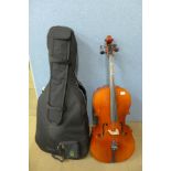 A Boosey & Hawkes Excelsior ¾ cello with padded case