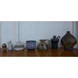 Seven assorted West German studio pottery vases