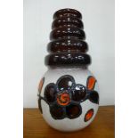 A West German grey, brown and orange glazed studio pottery vase, height 52cms