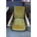 An Art Deco oak fireside armchair