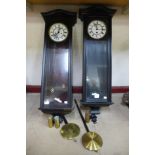 A 19th Century double weight Vienna wall clock and a single weight Vienna wall clock