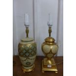 Two gilt table lamps