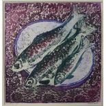 A signed Pamela Guille artists proof etching, Three Fish, 27 x 25cms, unframed