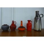 Five assorted pieces of West German studio pottery