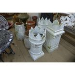 Seven assorted chimney pots