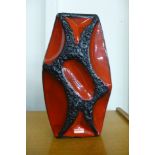 A West German Roth Keramik red and black glazed lava vase, model 311, height 25cms