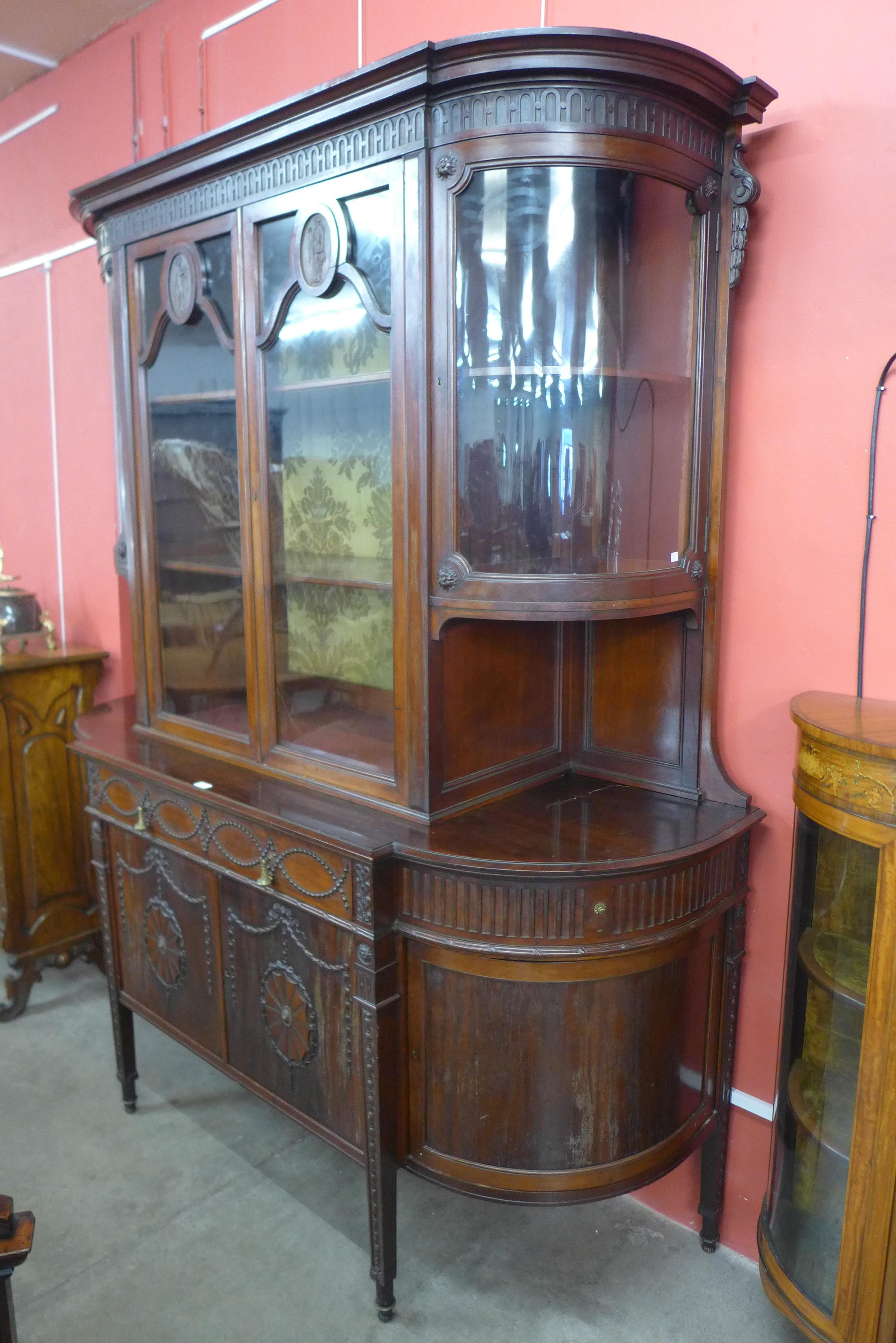 An Edward VII Neo-Classical style mahogany side cabinet, in the manner of Robert Adam