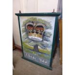 A painted double sided Royal Oak pub sign