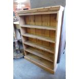 A pine open bookcase