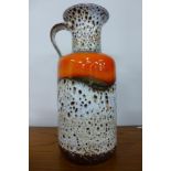 A West German grey, brown and orange glazed studio pottery vase, height 40cms