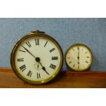 An early 20th Century brass strut timepiece and one other