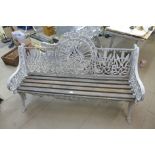 A Coalbrookdale style cast alloy garden bench