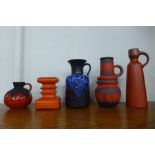 Five assorted pieces of West German studio pottery