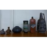 Six assorted West German studio pottery vases