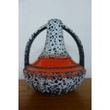 A West German white, black and red glazed studio pottery vase